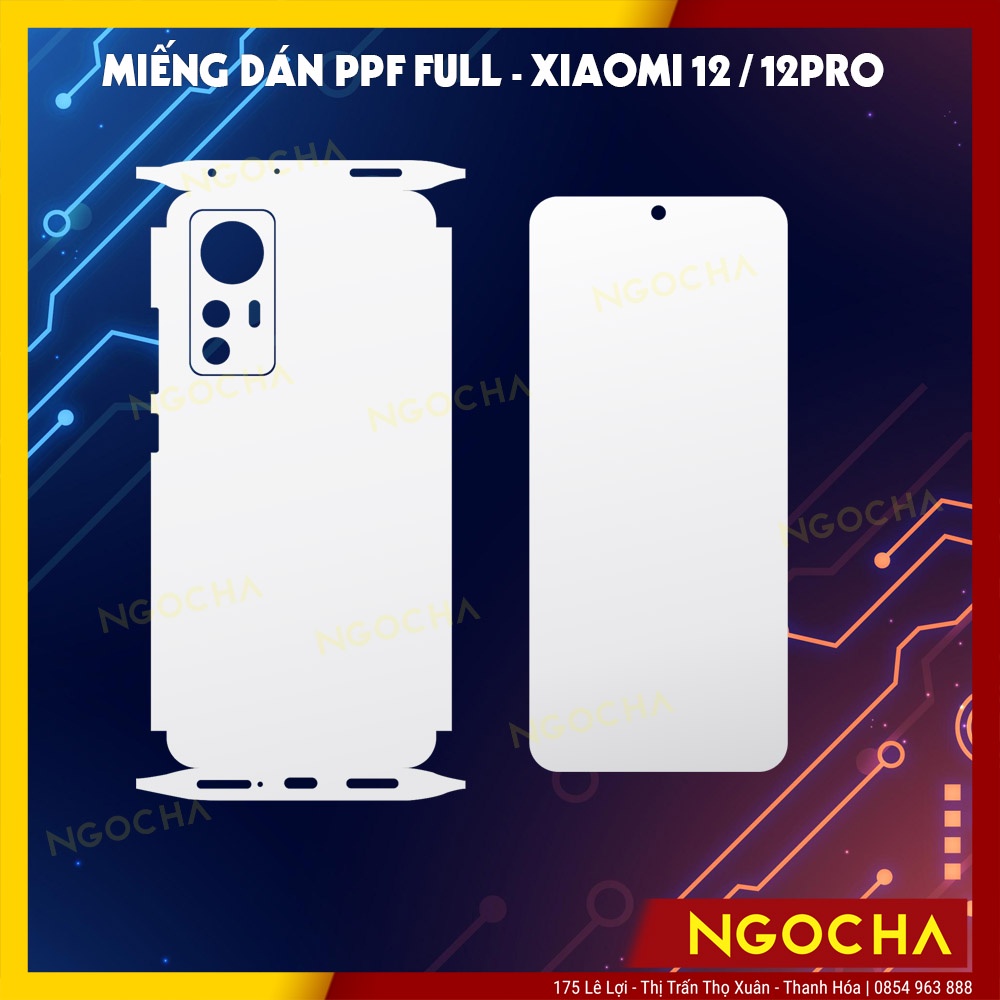 Miếng Dán PPF Màn Hình, Lưng Sau, PPF Full viền Xiaomi 12 / 12 Pro