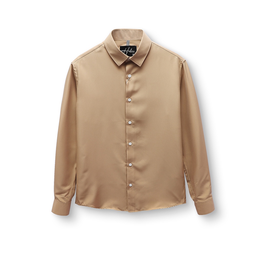 Áo sơ mi nam dài tay HEBOZ chất vải gân xéo nhỏ mềm mịn ít nhăn, 4 màu trơn basic slimfit - 00001064