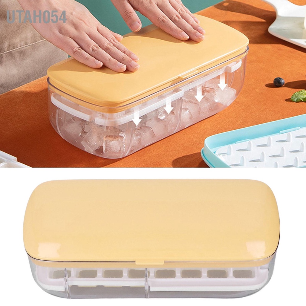 Utah054 Máy làm đá loại báo chí BPA Tiết kiệm không gian cấp thực phẩm miễn phí Hộp tự bằng silicon có nắp đậy cho nước ép cocktail Whisky