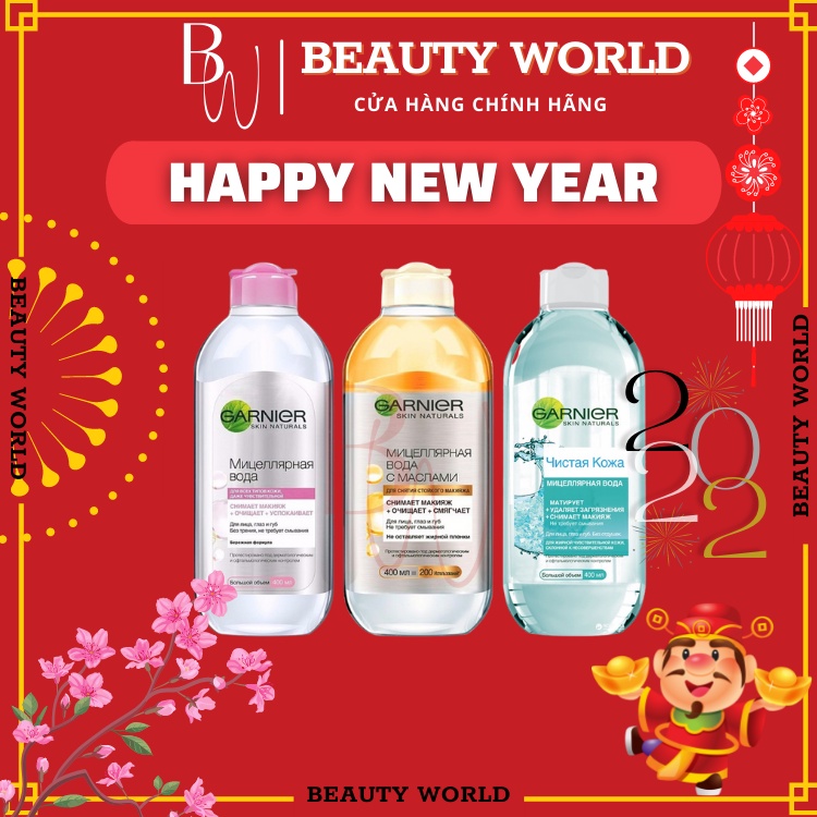 Nước Tẩy Trang Micellar Garnier Hồng/ Vàng/ Xanh Skinactive Cleansing Water