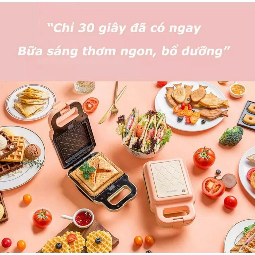 Máy Kẹp Nướng Bánh Mì Mini TORSOM, Ép Sandwich, Rán Trứng, Làm Đồ Ăn Sáng, Nướng Thịt 2 Mặt Đa Năng