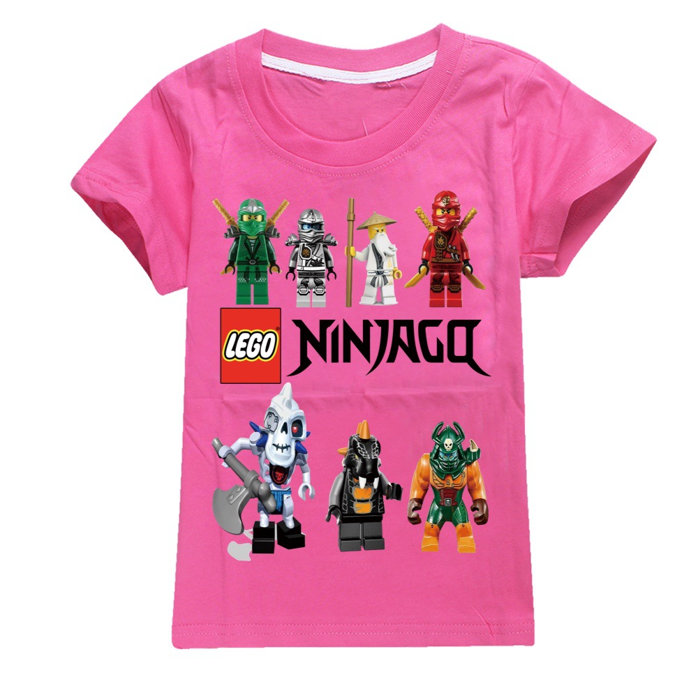 Áo Thun 100% Cotton Cổ Tròn In Hình Lego Ninjago Thời Trang Mùa Hè Cho Bé Trai