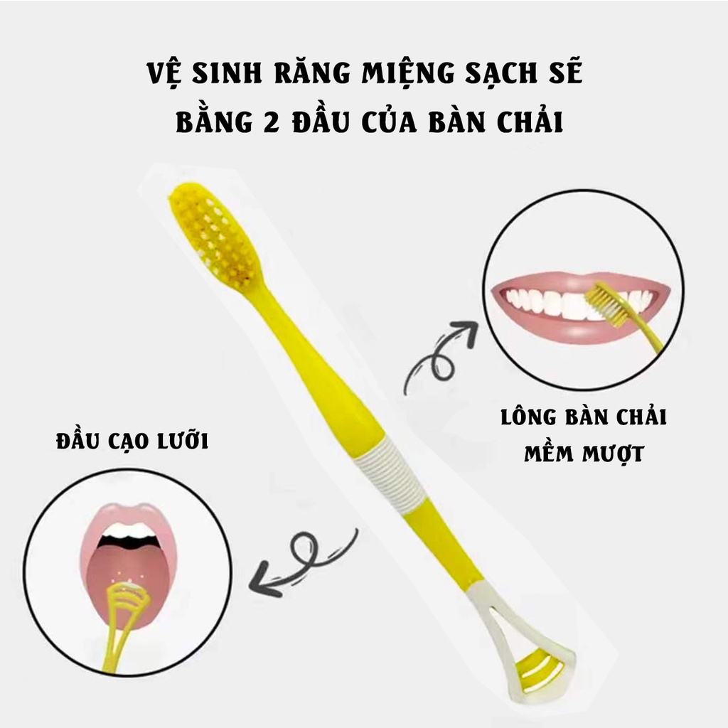 Set hộp 8 bàn chải đánh răng 2 đầu lông mềm 2 in 1 kèm cạo lưỡi G.duck