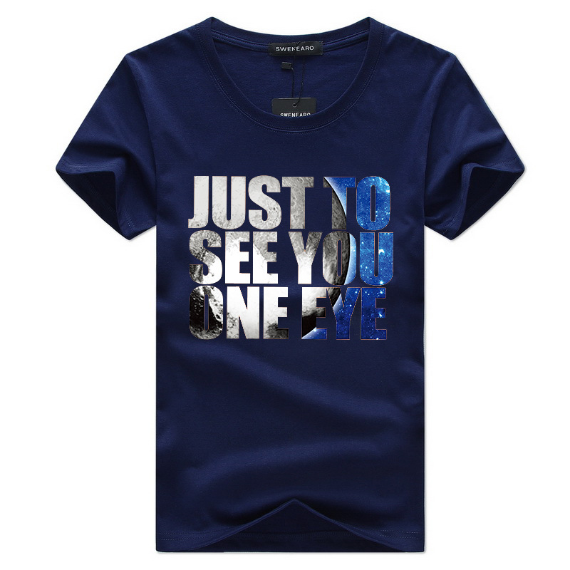 Áo Thun Cotton Tay Ngắn Mềm Mại Co Giãn Thoáng Khí In Chữ Nhiều Màu Tùy Chọn Cho Nam