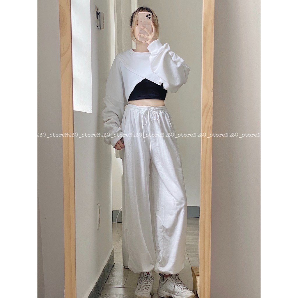 Bộ Crt Set 3: Quần Bo Chân - 1 Áo 2 Dây- 1 Áo Crotop Tay Bồng -Set Đi Chơi Phong Cách Trẻ Trung Ulzzang
