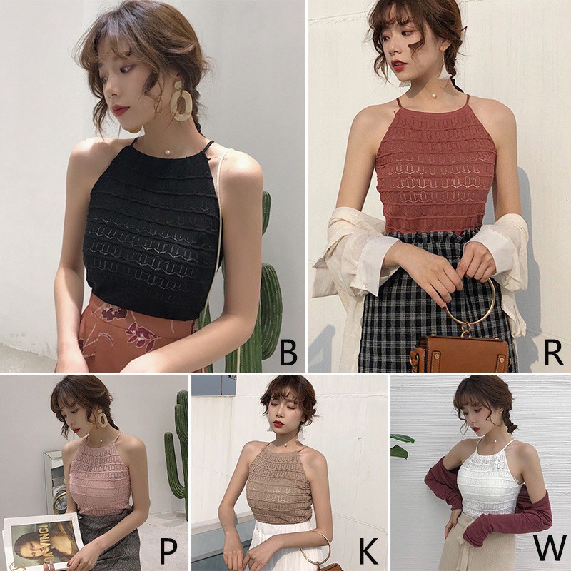 [Baywellfashion]Áo cổ yếm thiết kế khoét quyến rũ