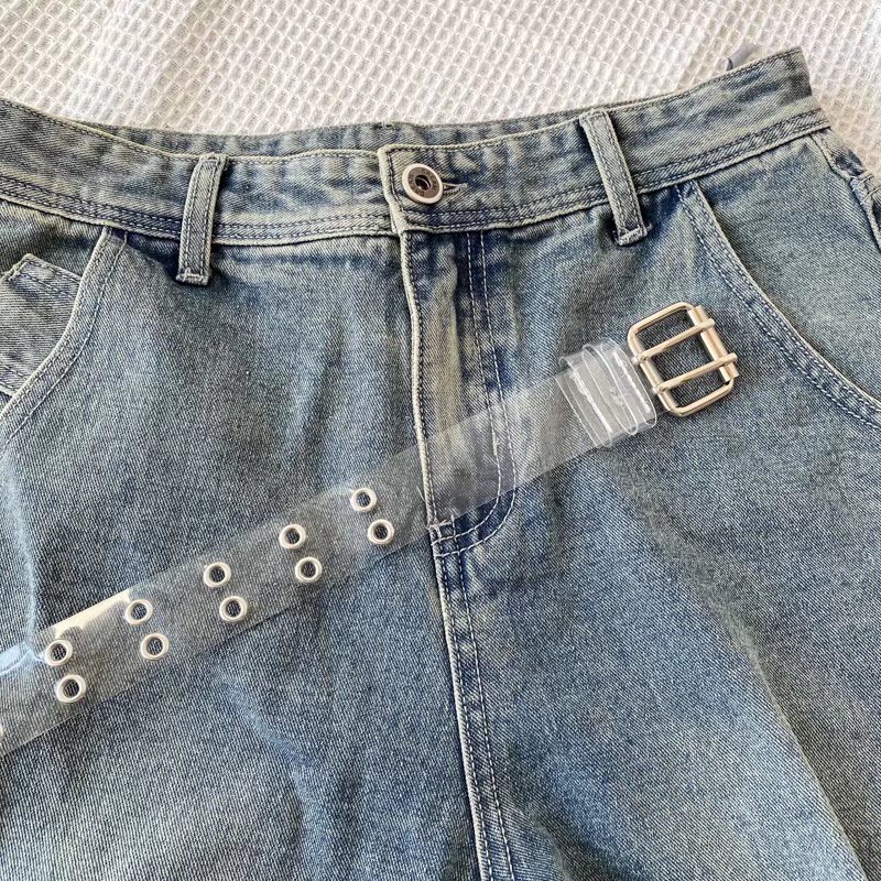 Thắt Lưng Trong Suốt Hai Hàng Lỗ Phong Cách Hip Hop Cá Tính Dành Cho Cặp Đôi