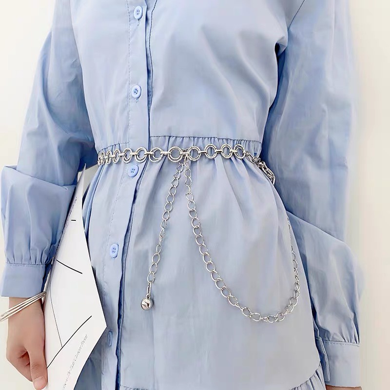 Đai váy xích chuỗi tròn vàng bạc ĐV031 - Belt váy đầm xích thả hoạ tiết tròn Sim Sim Shop