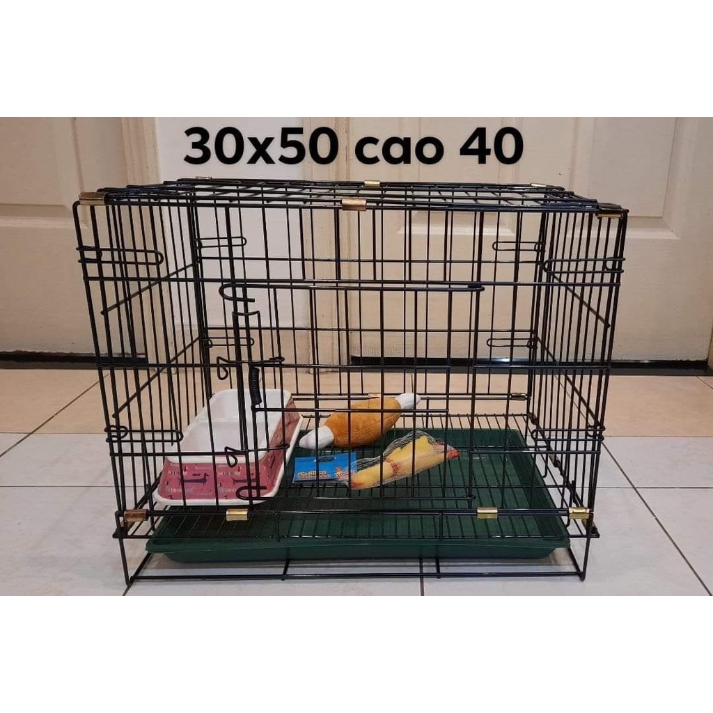 Chuồng Sắt Tĩnh Điện Size 30x50 Chó Dưới 5kg - Chuồng Sắt Xếp Gọn Kèm Mâm Hứng