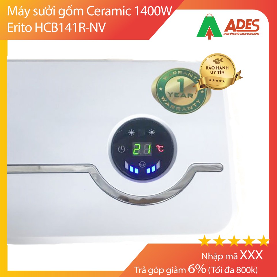 [Mã 154ELSALE2 giảm 7% đơn 300K] Máy sưởi gốm Ceramic 1400W - Erito HCB141R-NV- Chính hãng - Bảo hành chính hãng