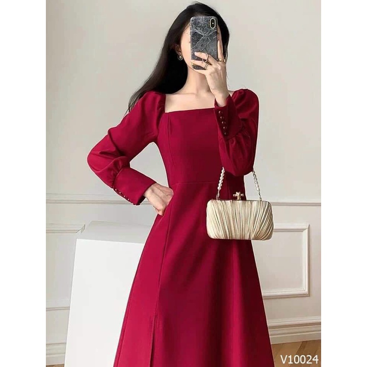 Đầm Tiểu Thư Tay Cườm Xẻ Tà Thanh Lịch Rose Fashion
