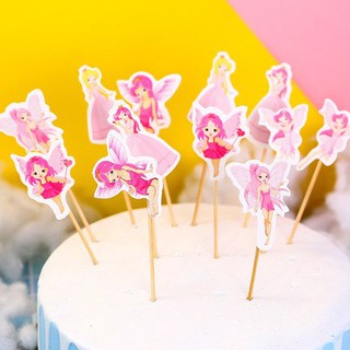 Set que cắm công chúa nhỏ hồng - Phụ kiện trang trí bánh sinh nhật
