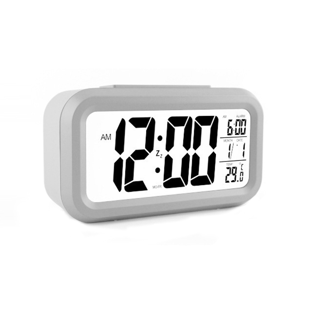 [Kitch]Table Alarm Clock Digital Display Bedroom Temperature Sensor Thermometer Backlight Calendar Portable Snooze
