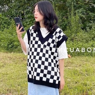 Sét 2 món áo gile kẻ mix áo phông trắng-T