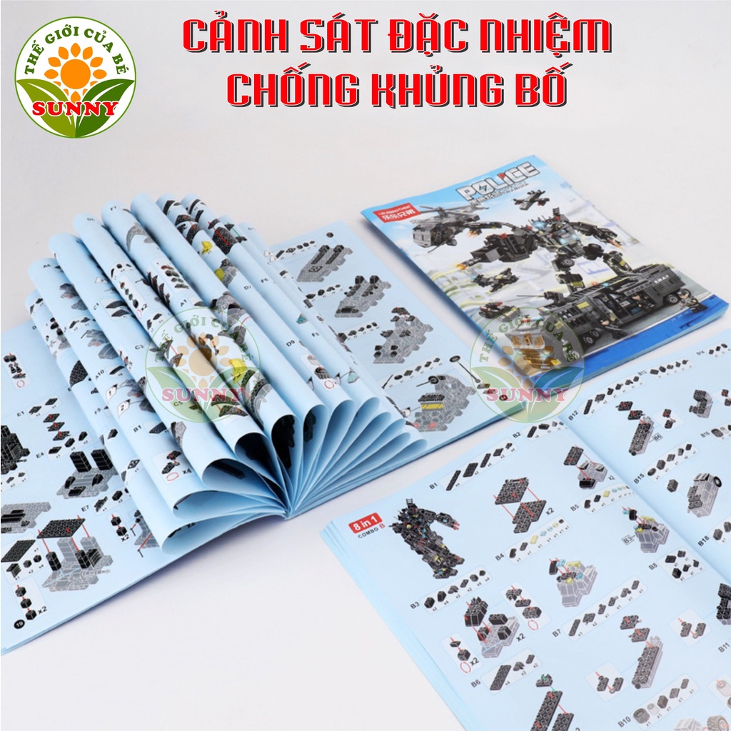 Đồ chơi lego cho bé trai hình xe cảnh sát - Bộ đồ chơi em bé thông minh - Sunny