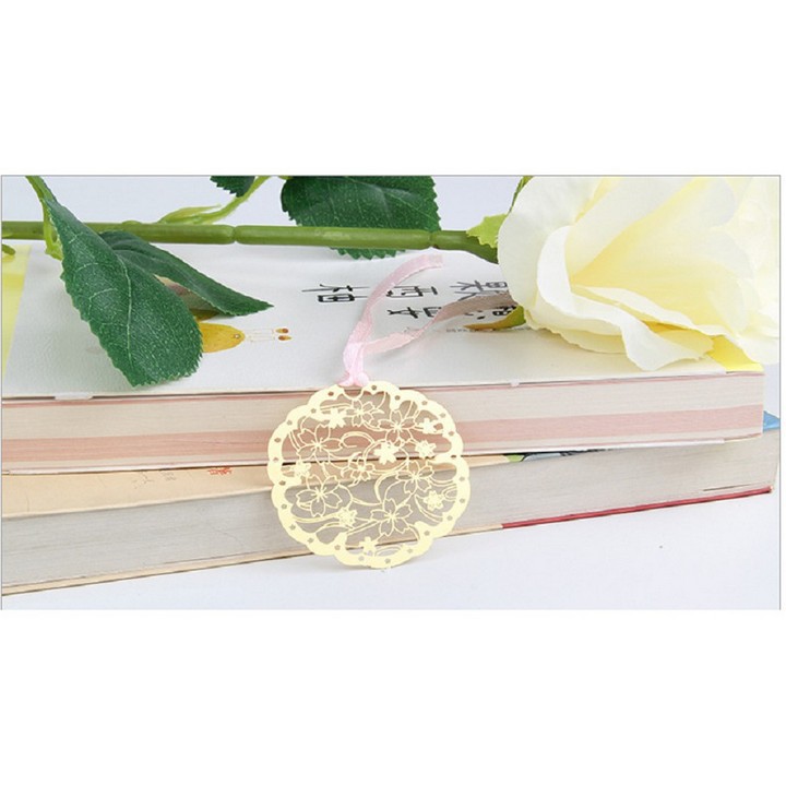 (7 mẫu) Bookmark cổ trang kim loại mỏng bookmark kim loại mỏng Bookmark hoa anh đào bookmark sakura