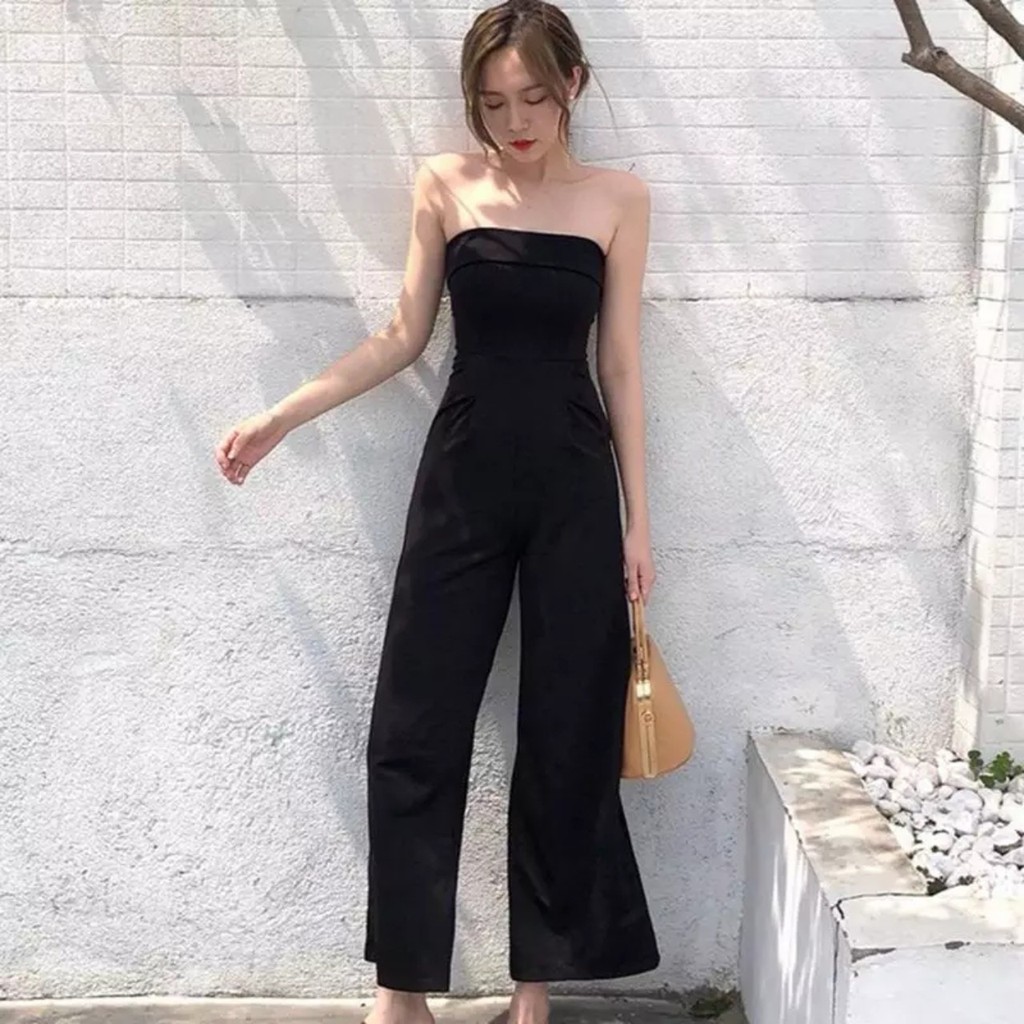 Jump jumpsuit hotgirl cúp ngực quần ống rộng culottes sexy đi tiệc bar công sở đẹp giá rẻ màu đen freesize