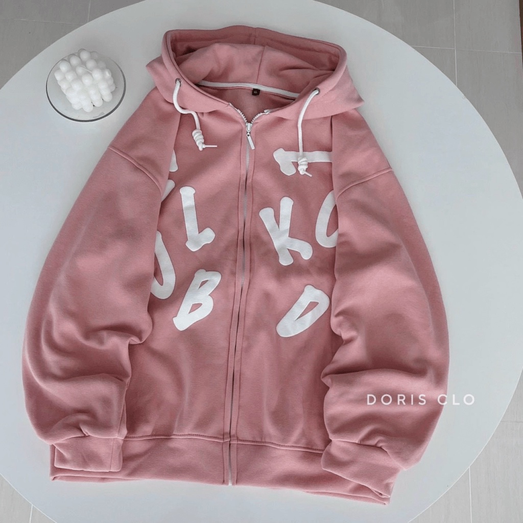 Áo Khoác Hoodie Nam Nữ Có Dây Kéo Họa Tiết Nỗi Siêu Xinh Siêu Cute