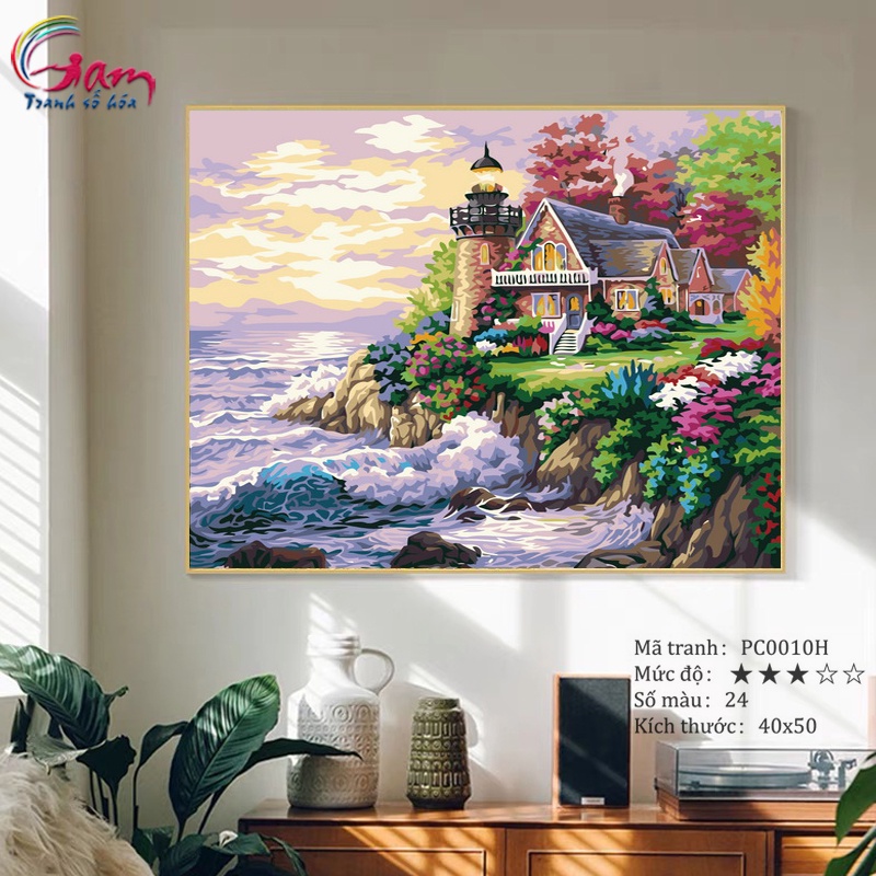 Tranh số hoá Gam phong cảnh biển căng khung 40x50cm PC0010H