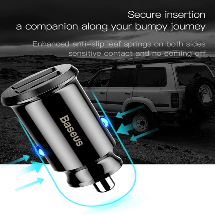 Bộ chia tẩu sạc ô tô Baseus CCALL-ML01, tích hợp 2 cổng sạc USB, 3.1A, Fast car charger