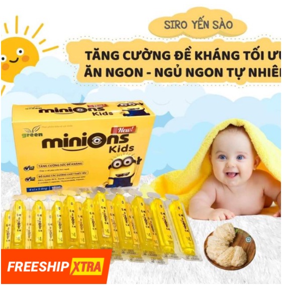 MINIONS Kids Siro Baby Ăn Ngon Ngủ Ngon, Tăng Cường Sức Đề Kháng, ( Tặng quà chất )  ( Hộp 20 ống )