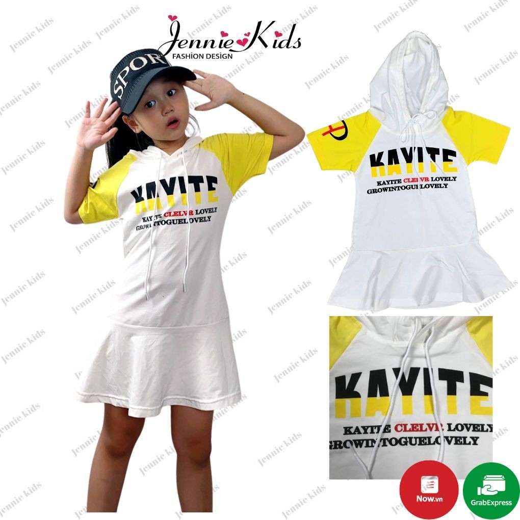 Váy đầm bé gái hodie thể thao vải cotton chính phẩm Jennie kids thấm hút mồ hôi J420