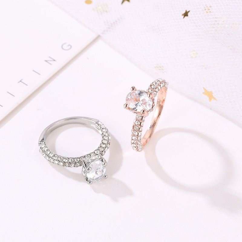 Nhẫn Đính Đá Zircon Kiểu Dáng Đơn Giản Sang Trọng Dành Cho Cặp Đôi