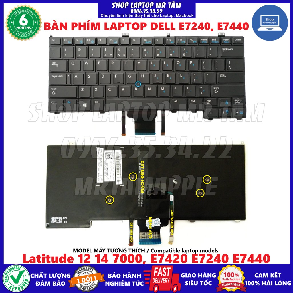 (KEYBOARD) BÀN PHÍM LAPTOP DELL LATITUDE 12 E7240 E7440 dùng cho Latitude 12 14 7000, E7420 E7240 E7440