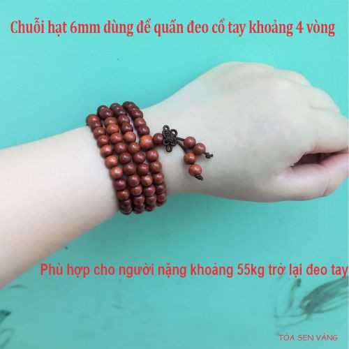 Vòng Chuỗi Hạt Đeo Tay Gỗ Giáng Hương - Có nhiều cỡ hạt