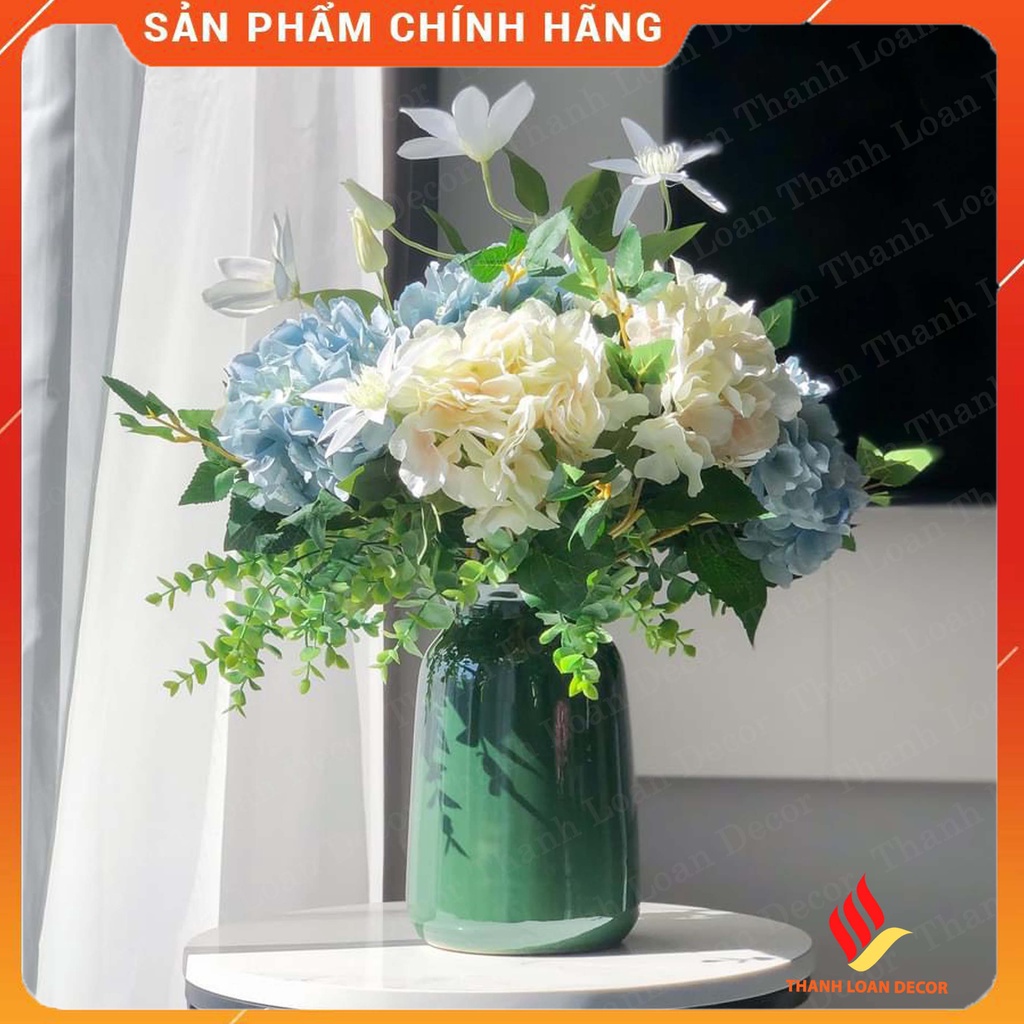 Lọ hoa gốm sứ Bát Tràng men xanh ngọc cao 27 cm - Bình gốm decor trang trí nhà đẹp
