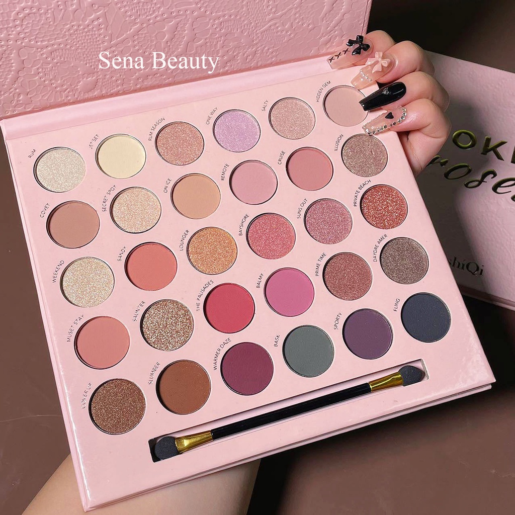 Bảng phấn mắt ErshiQi 30 ô kèm cọ Smoke N'Roses Sena Beauty