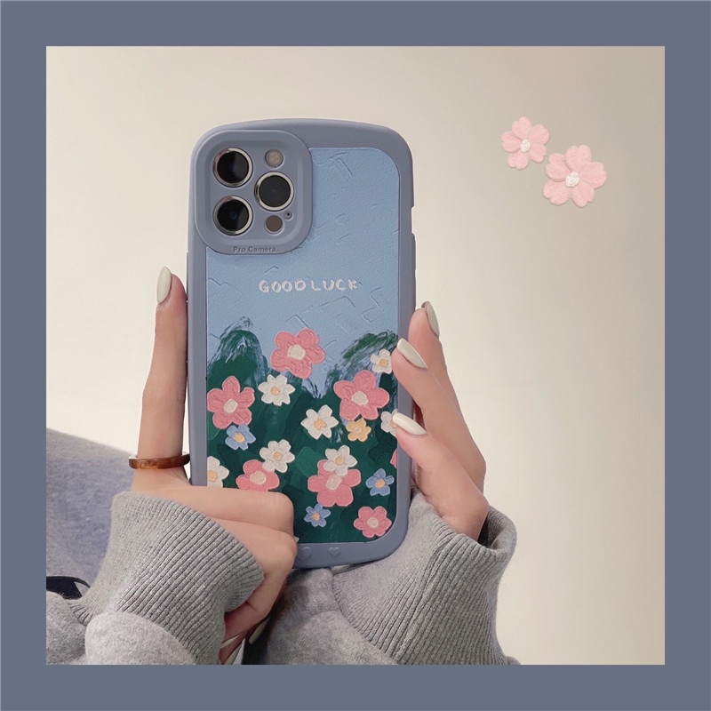 Ốp điện thoại TPU mềm chống rơi họa tiết tranh sơn dầu xinh xắn thích hợp cho iPhone 13 12 11 Pro Max XR 8 7 Plus
