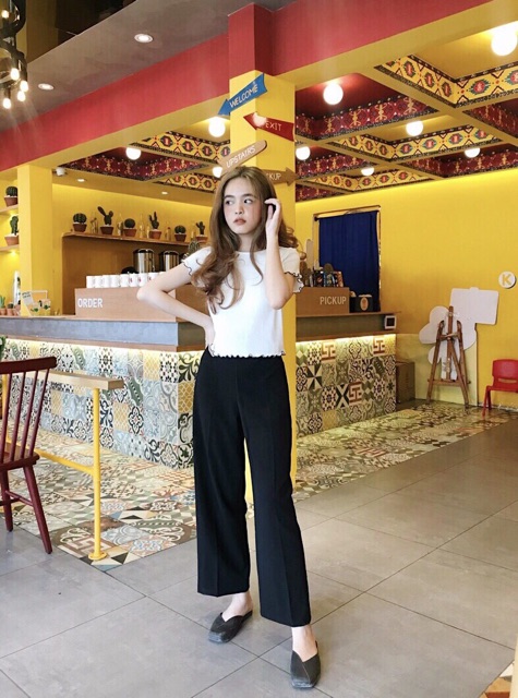 Crop cuốn biên- quần culottes