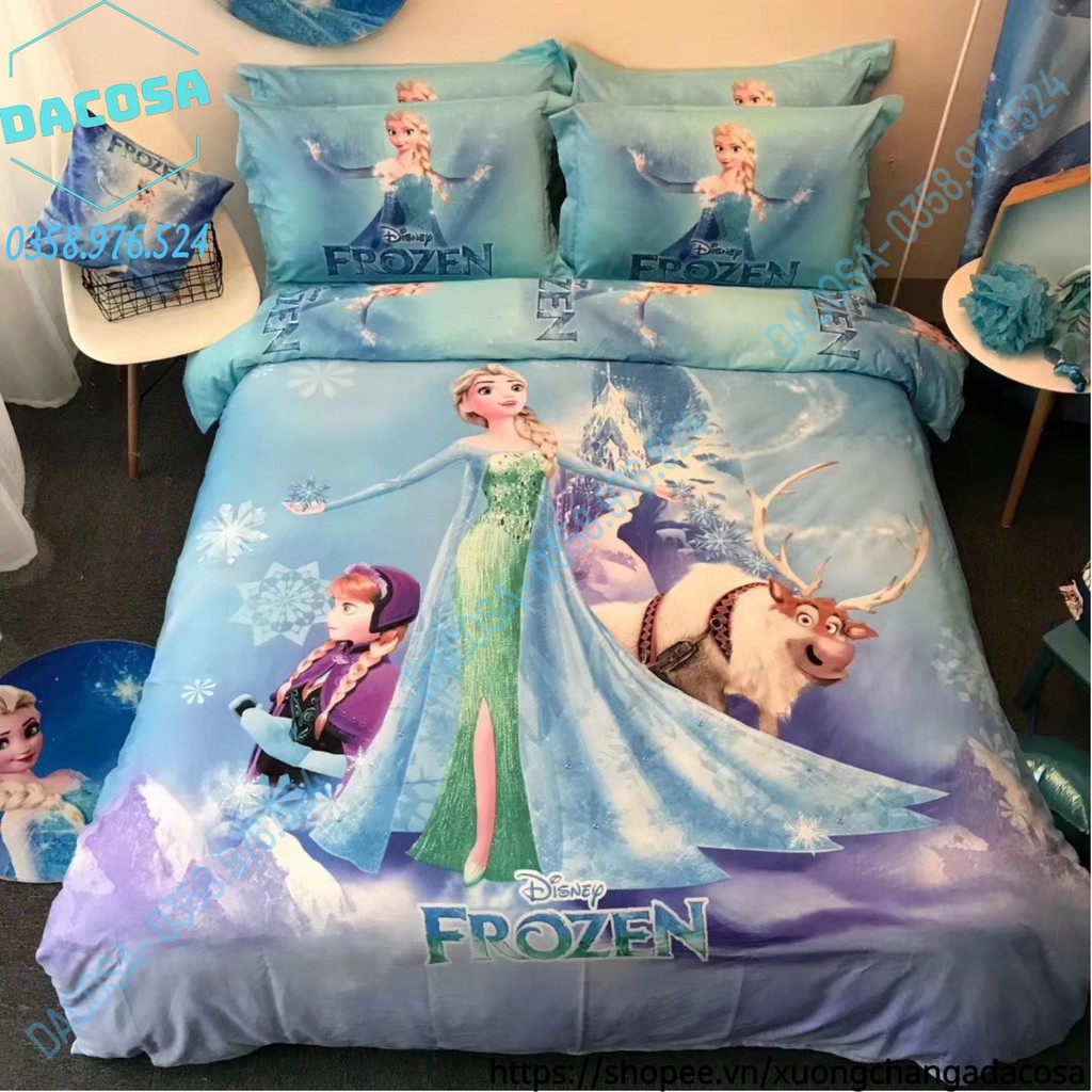 Bộ Chăn Ga Và Vỏ Gối FREESHIP Cotton 5D Nhân Vật Hoạt Hình Disney