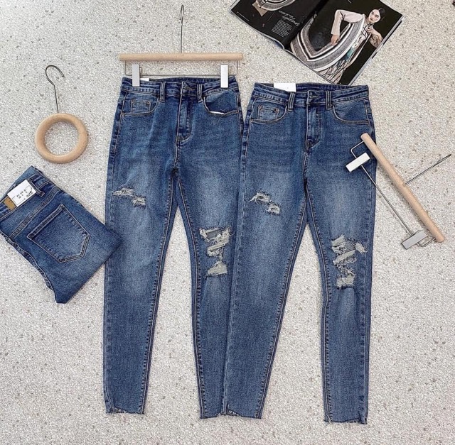 [CODE001] QUẦN BÒ JEANS ÔM GIÃN RÁCH XƯỚC GỐI