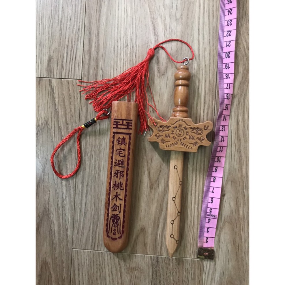 kiếm gỗ đào thất tinh 23cm - vật phẩm phong thủy cam kết hàng đẹp