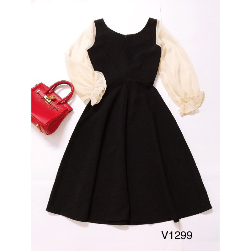 [ xả kho ] MiD Đầm kate Nhật V1299 cổ lệch lạ mắt Mie Design kèm ảnh thật