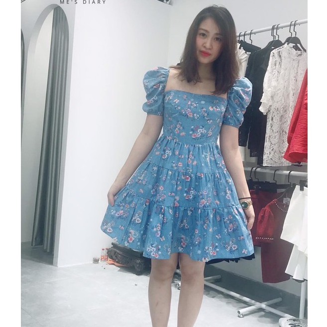 [Mã SKAMA06 giảm 8% tối đa 50K đơn 250K] Váy công chúa, vải thô Hàn Quốc, đầm hoa nhí, tay bồng, cổ vuông Me's Diary | BigBuy360 - bigbuy360.vn
