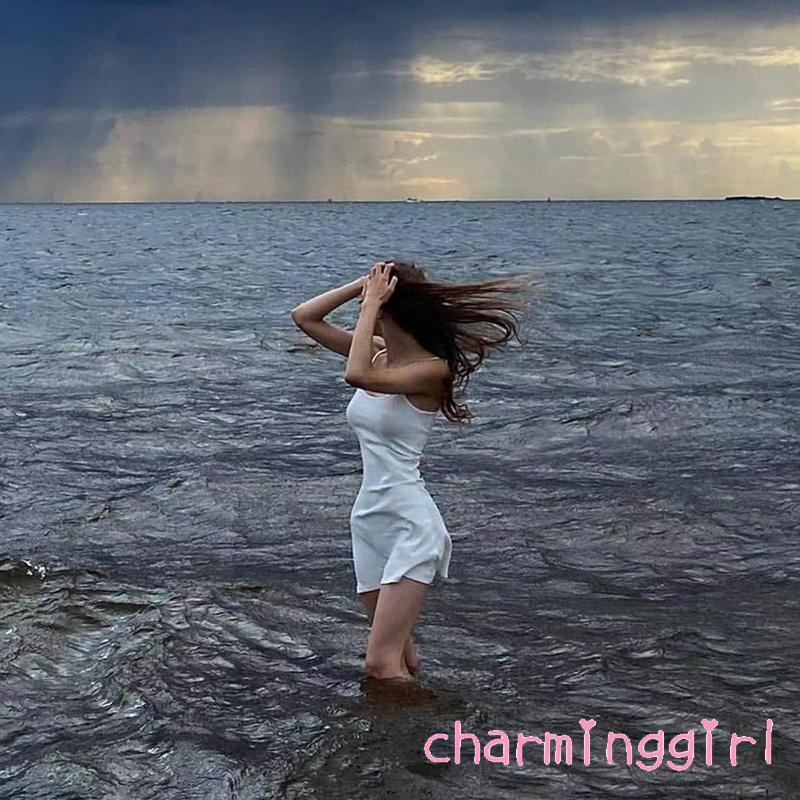 Đầm Ôm Hai Dây Hở Lưng Màu Sắc Trơn Thời Trang Mùa Hè Cho Nữ