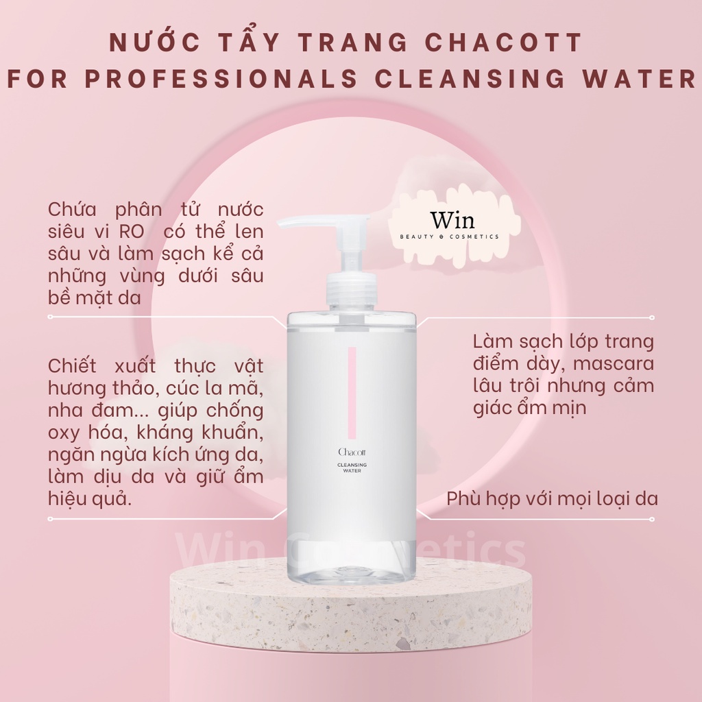 Nước tẩy trang Chacott for Professionals Cleansing Water 500ml
