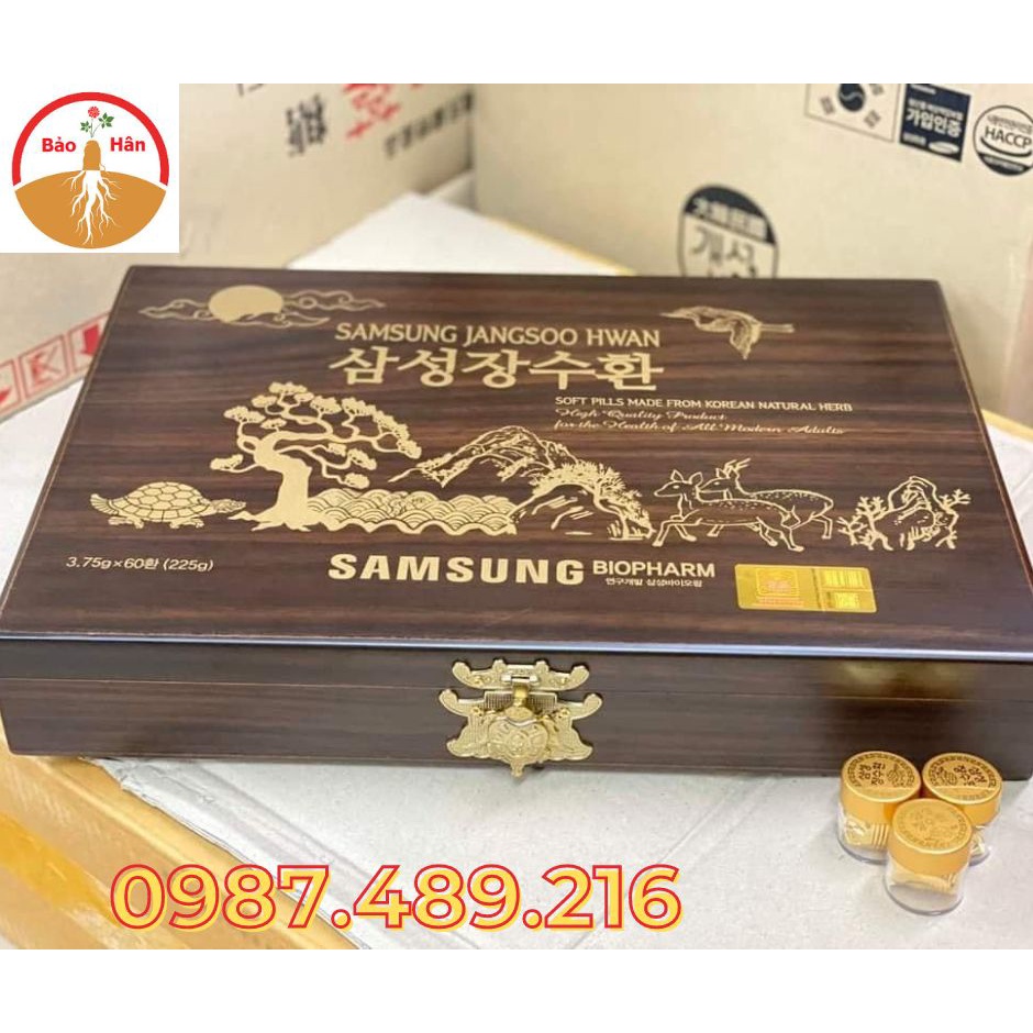 [ Hàng Mới Về] An Cung Ngưu Hoàng Hoàn Hộp Gỗ Jangsoo Hwan Hàn Quốc hộp 60 viên x 3,75 gram