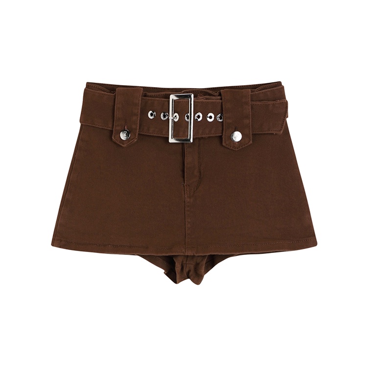 Quần Short Lưng Cao Phối Khóa Thời Trang Đường Phố Cá Tính Cho Nữ