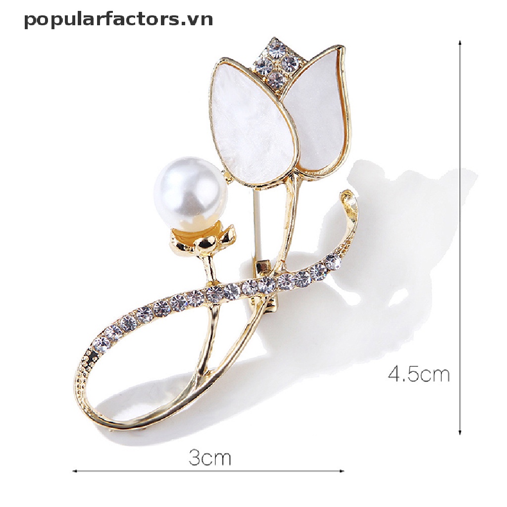 Ghim Cài Áo Hình Hoa Tulip Đính Ngọc Trai Nhân Tạo Thời Trang