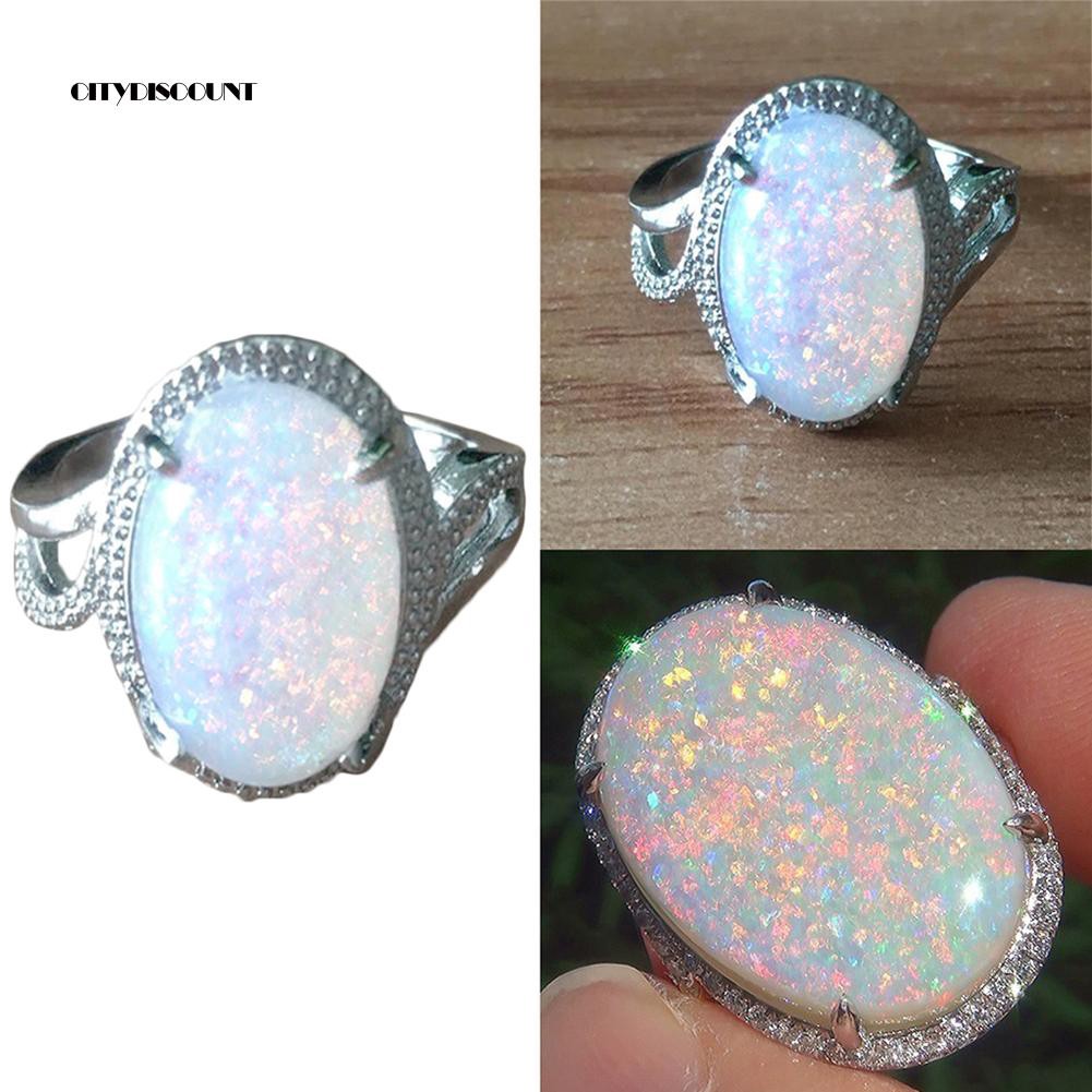 Nhẫn Opal đính đá Opal lấp lánh