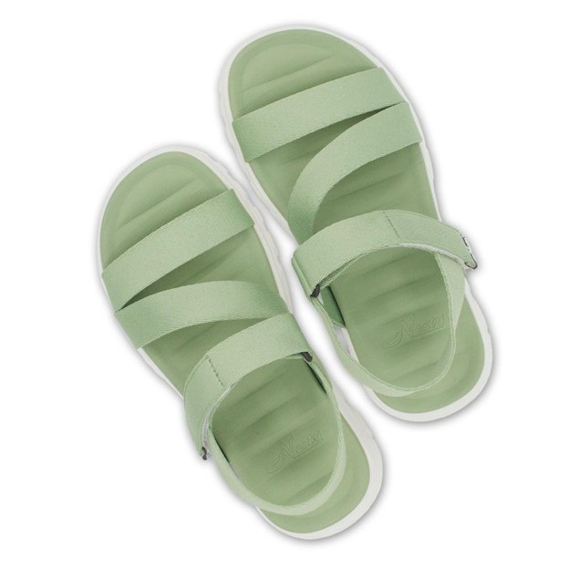 Giày sandal quai chéo nữ, xăng đan cực êm NESTY SB12-DXBO xanh bơ đế trắng