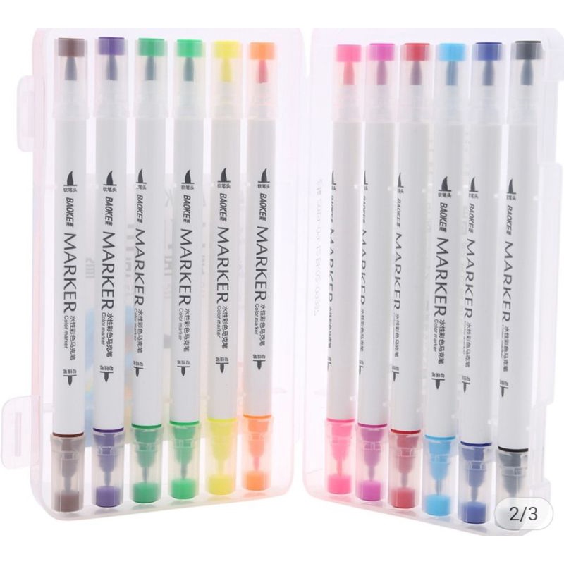 Bút màu Marker 12 màu  gốc nước 2 đầu hãng Baoke D289-12 