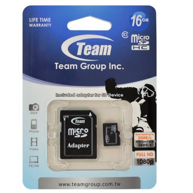 Thẻ nhớ Micro SD 16GB TEAM CLASS 10 BOX thẻ nhỏ - Bảo hành 1 năm