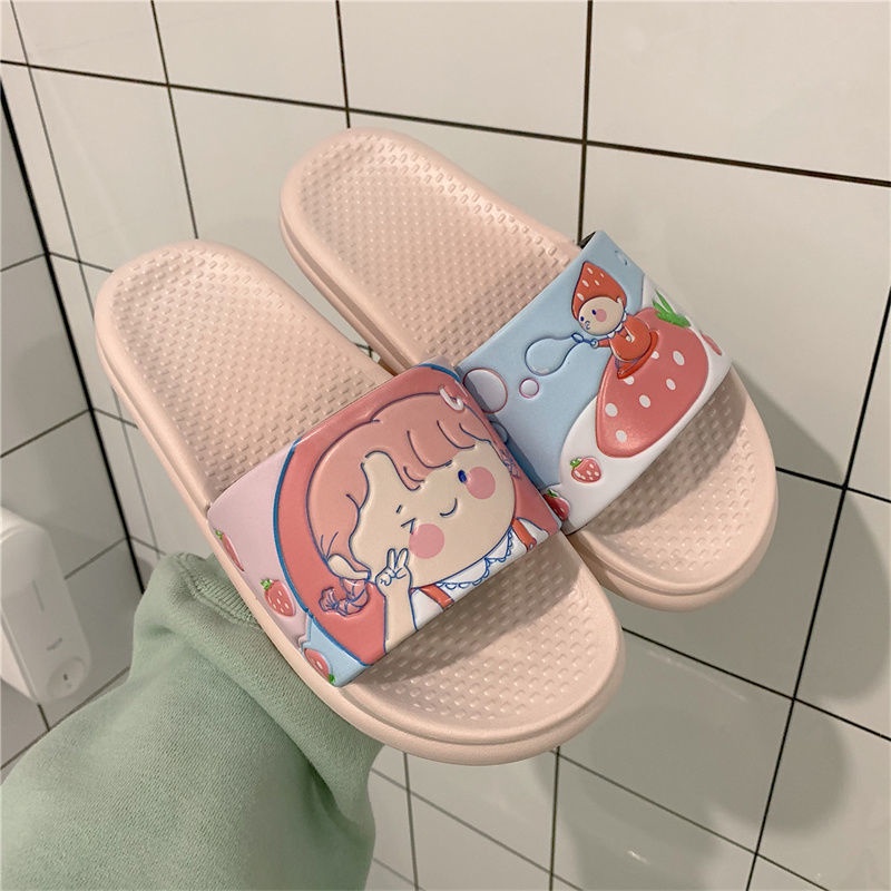 Dép Đi Trong Nhà Đế Dày Chống Trượt Họa Tiết Hoạt Hình Dễ Thương Cho Nữ