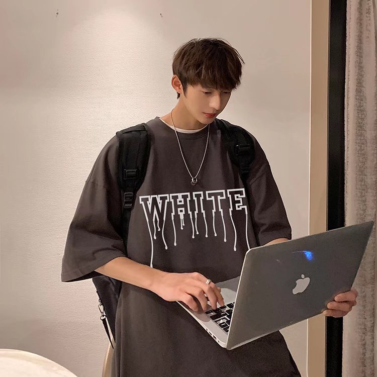 Áo Thun Tay Ngắn Dáng Rộng In Chữ Phong Cách Hip Hop Đường Phố Hàn Quốc Thời Trang Mùa Hè Cho Nam Và Nữ M-8XL