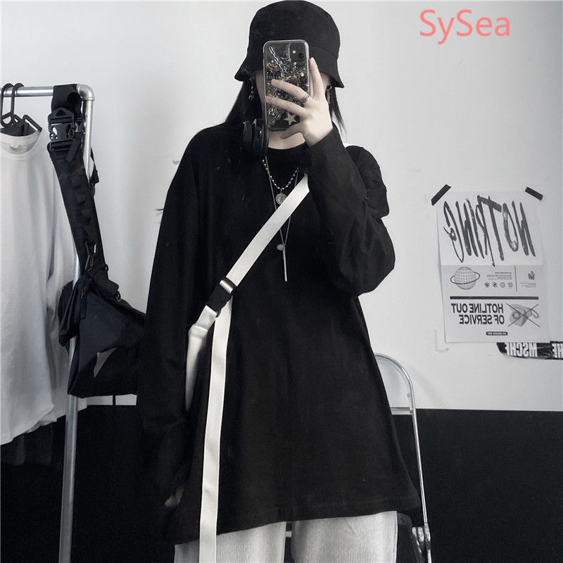 Áo Thun Tay Dài Dáng Rộng 100% Cotton Thời Trang Mùa Thu Cho Nữ